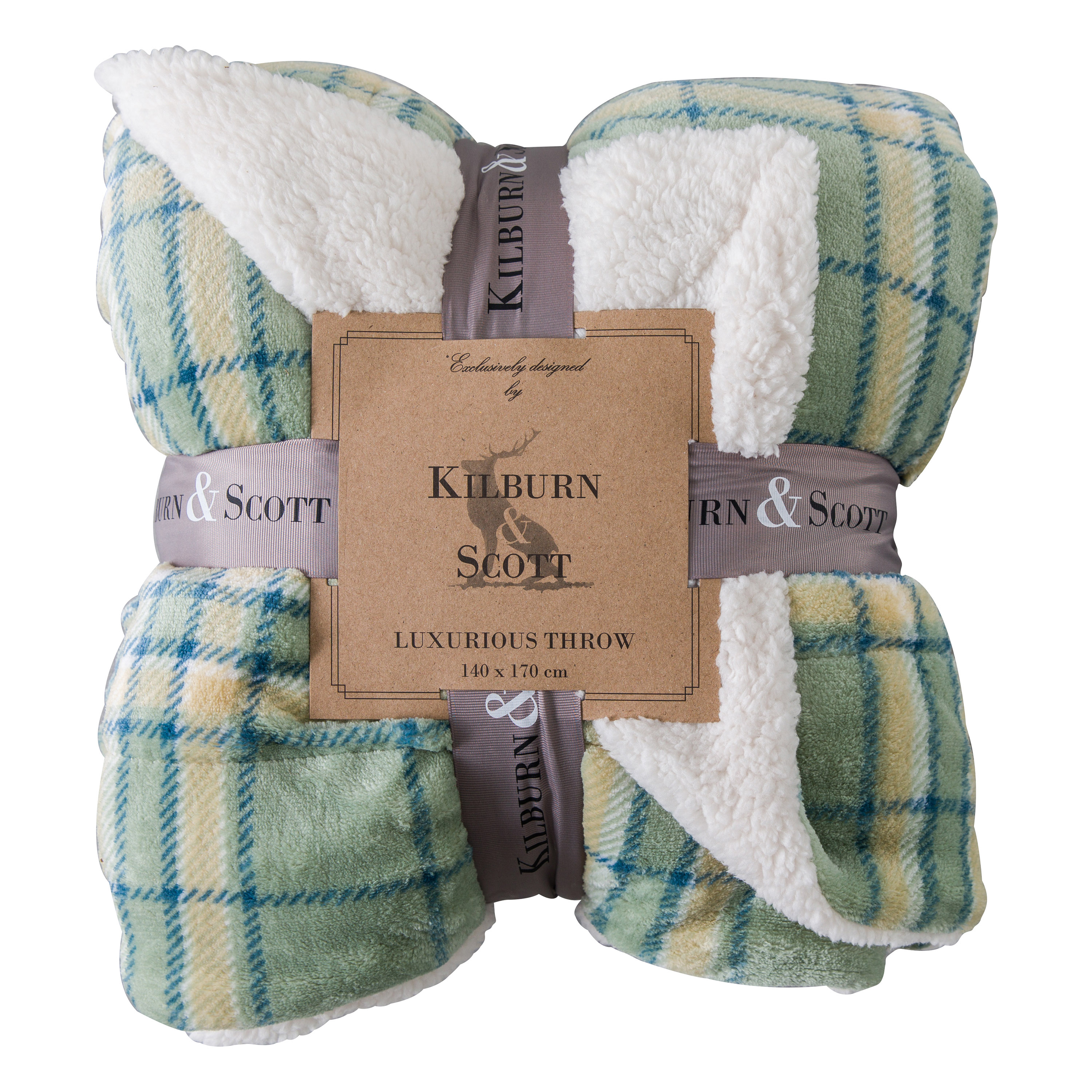 Moorland Checked Kilburn Scott Throw In Sage Green